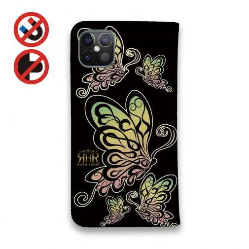 【ROMI HIME】【手帳型ベルトなし】【Stick Case】蝶　トライハ?ル　レインホ?ー　フ?ラック