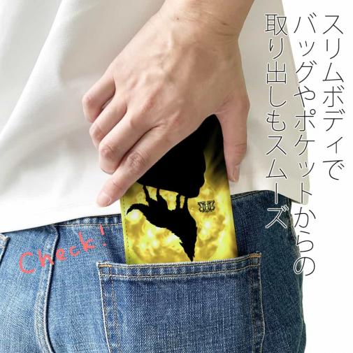 【ROMI HIME】【手帳型ベルトなし】【Stick Case】狼イエロー 月