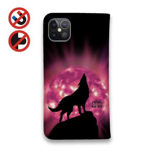 【ROMI HIME】【手帳型ベルトなし】【Stick Case】狼ピンク 月