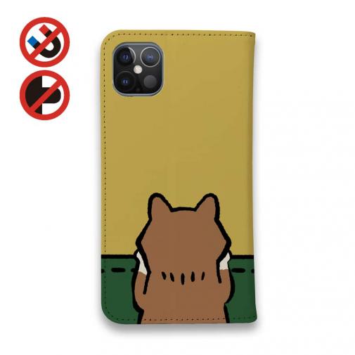 【手帳型ベルトなし】【Stick Case】何か気になる柴犬_赤柴(wakat)