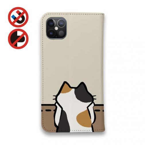【手帳型ベルトなし】【Stick Case】何か気になる三毛猫(wakat)