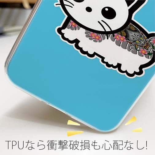 【TPU】【彫姫】TATTOO HURTS 猫（ブルー）　和彫りデザイン