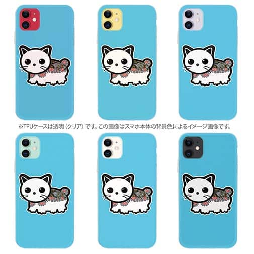 【TPU】【彫姫】TATTOO HURTS 猫（ブルー）　和彫りデザイン