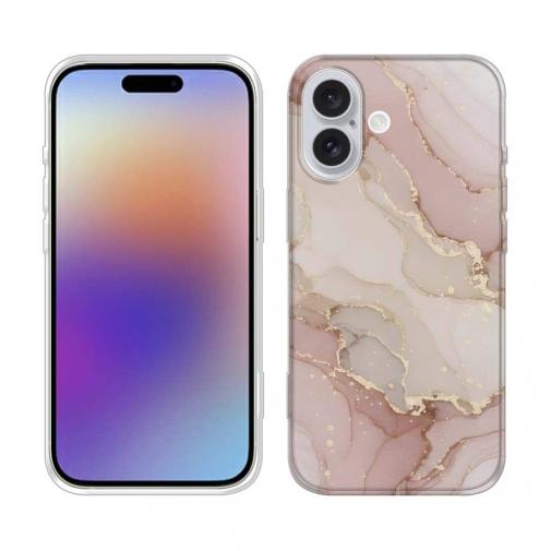 【TPU】くすみカラーマーブル調 ピンク＆ゴールド