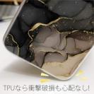 【TPU】くすみカラーマーブル調 ブラック＆ゴールド