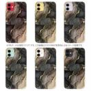 【TPU】くすみカラーマーブル調 ブラック＆ゴールド