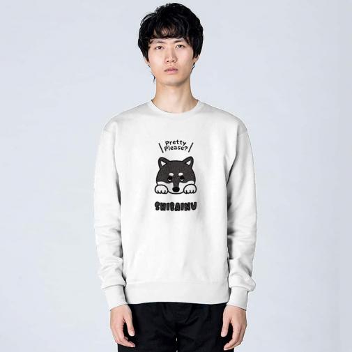 【トレーナー】柴犬のおねだり顔_黒柴(wakat) 8.4oz Cotton:100%