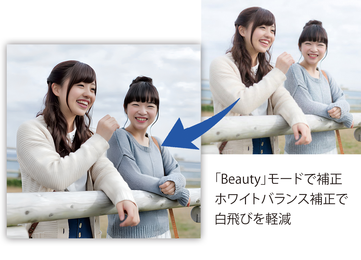 Beautyモードでより美しく補正