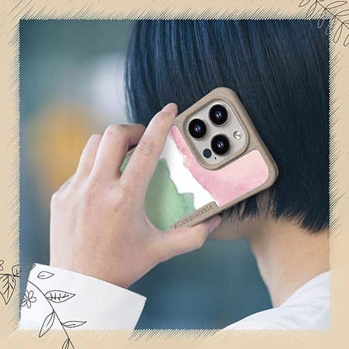 【Compos-Case】水彩ピンク&グリーン