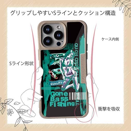 【Compos-Case】Gone Bass Fishing ローライダーポスター風　エメラルドグリーン