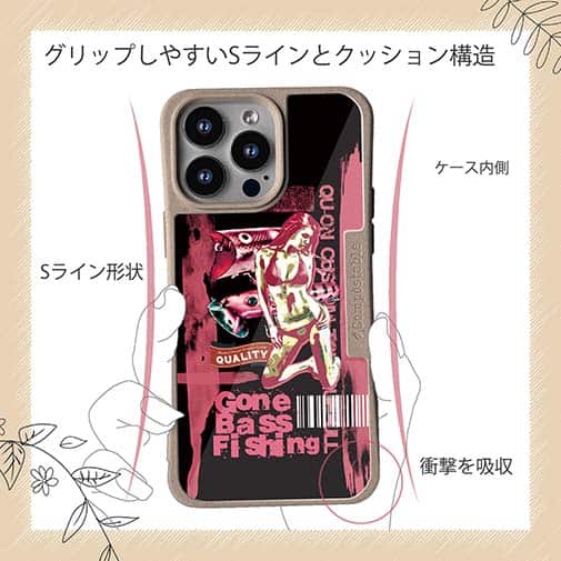 【Compos-Case】Gone Bass Fishing ローライダーポスター風　ライトレッド