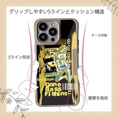 【Compos-Case】Gone Bass Fishing ローライダーポスター風　イエロー