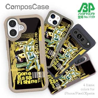【Compos-Case】Gone Bass Fishing ローライダーポスター風　イエロー
