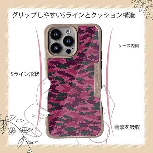 【Compos-Case】ブラックバス　迷彩柄　レッドカラー