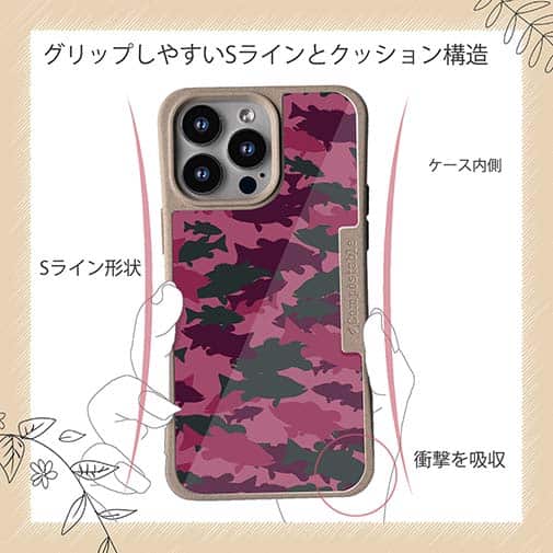 【Compos-Case】ブラックバス　迷彩大柄　レッドカラー