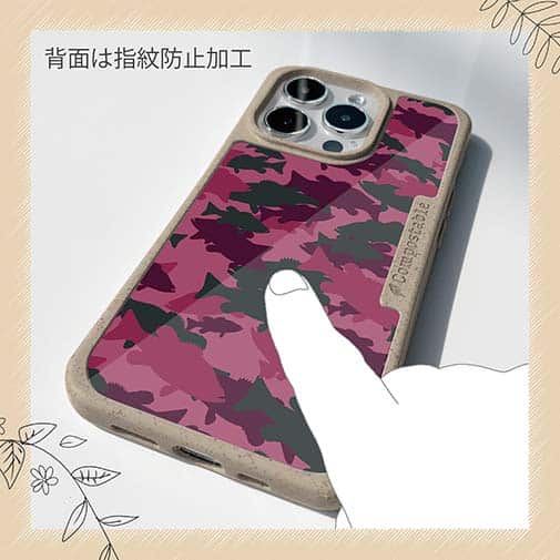 【Compos-Case】ブラックバス　迷彩大柄　レッドカラー