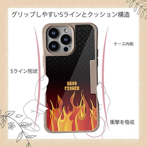 【Compos-Case】BASS FISHER　ファイヤーパターン