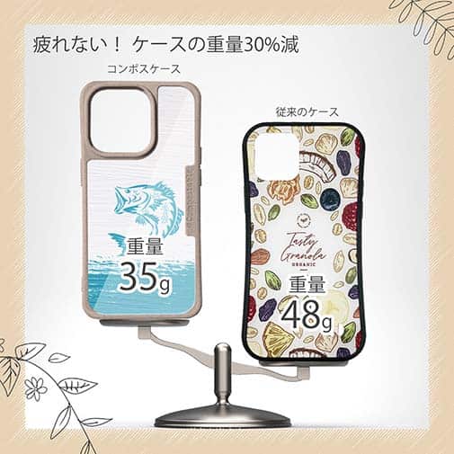 【Compos-Case】ブラックバスのイラスト　木目調