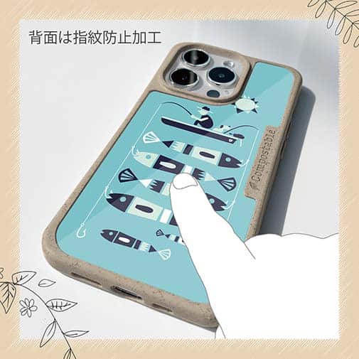 【Compos-Case】【釣りざんまい】愛犬と釣りを楽しむアングラー_カラフルミントブルー