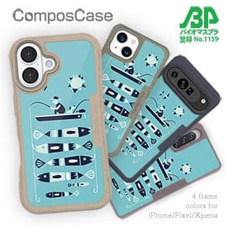 【Compos-Case】【釣りざんまい】愛犬と釣りを楽しむアングラー_カラフルミントブルー