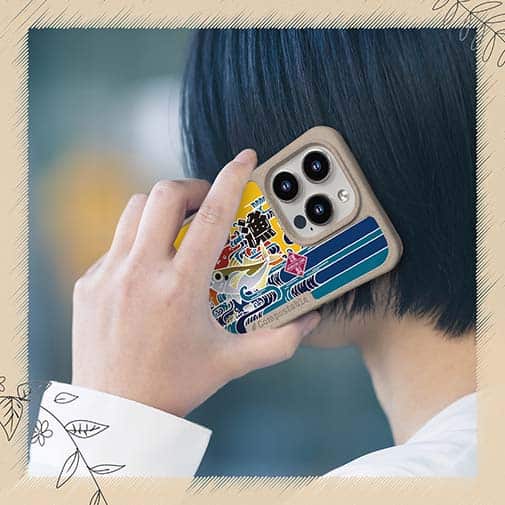 【Compos-Case】赤ワイン　大漁旗スマホケース　マアジ