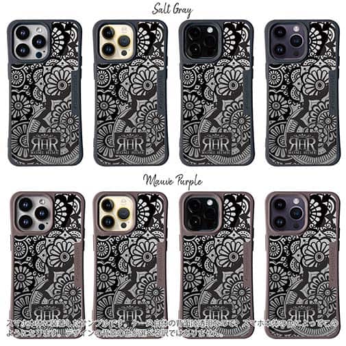 【ROMI HIME】【Compos-Case】ヘナ タトゥー　トライバル　花　ブラック＆銀箔