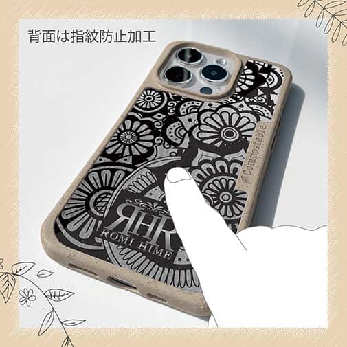 【ROMI HIME】【Compos-Case】ヘナ タトゥー　トライバル　花　ブラック＆銀箔