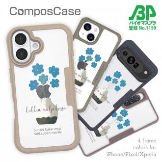 【Compos-Case】北欧デザイン 青い花