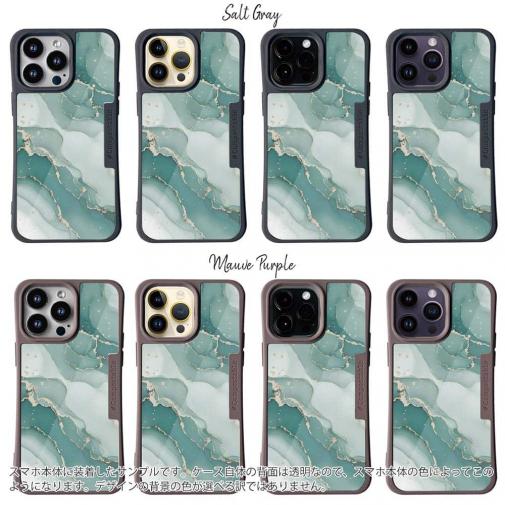 【Compos-Case】くすみカラーマーブル調 グリーン＆ゴールド