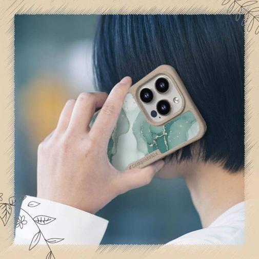 【Compos-Case】くすみカラーマーブル調 グリーン＆ゴールド