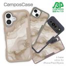 【Compos-Case】くすみカラーマーブル調 ベージュ＆ゴールド