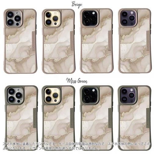 【Compos-Case】くすみカラーマーブル調 ベージュ＆ゴールド