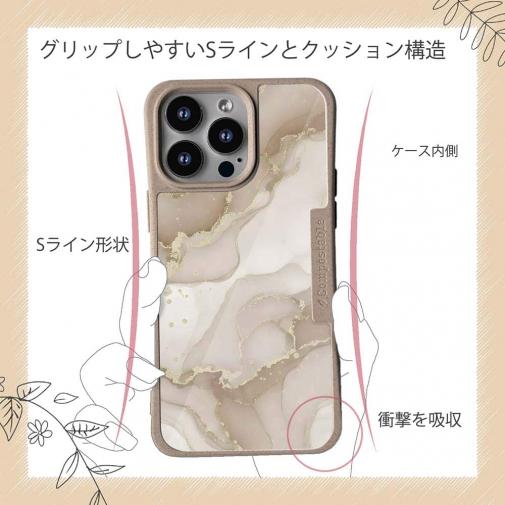 【Compos-Case】くすみカラーマーブル調 ベージュ＆ゴールド