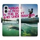 【手帳型】Fisherman with rod in the boat