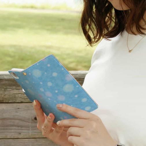 和紙の水玉　水色