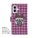 かわいいブルドッグ　チェック柄