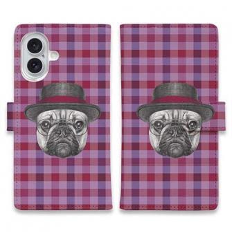 かわいいブルドッグ　チェック柄