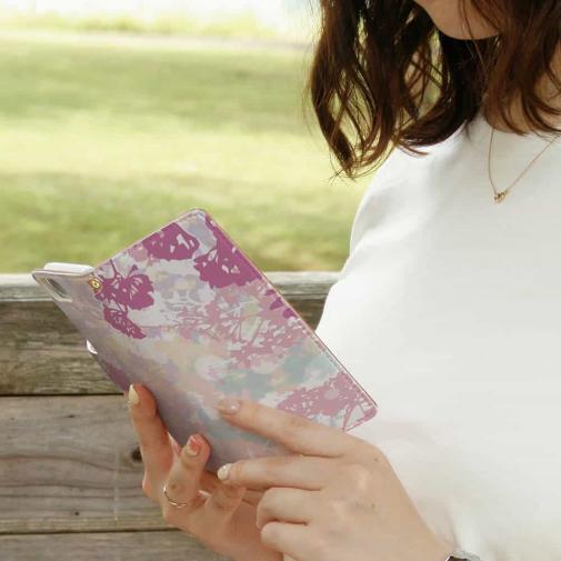 【手帳型】フラワーシルエット