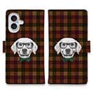 【手帳型】かわいいレトリバー　チェック柄