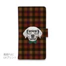 【手帳型】かわいいレトリバー　チェック柄