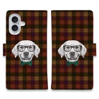 【手帳型】かわいいレトリバー　チェック柄