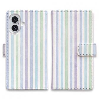 【手帳型】ストライプ　ブルー