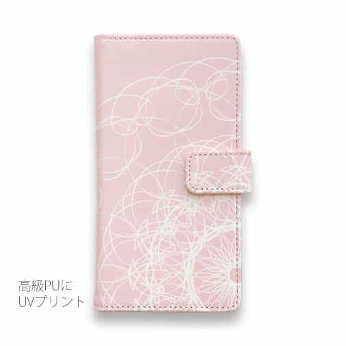 【手帳型】シックなレース　ピンク