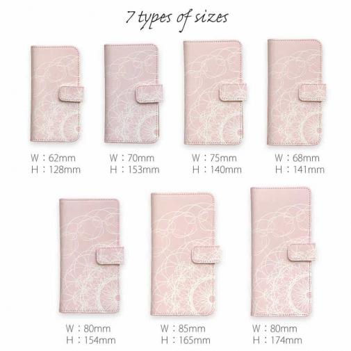 【手帳型】シックなレース　ピンク