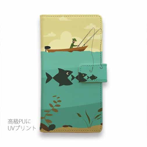 【手帳型】Fishing on the boat　イラスト