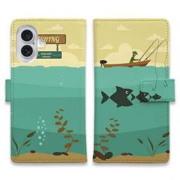 【手帳型】Fishing on the boat イラスト