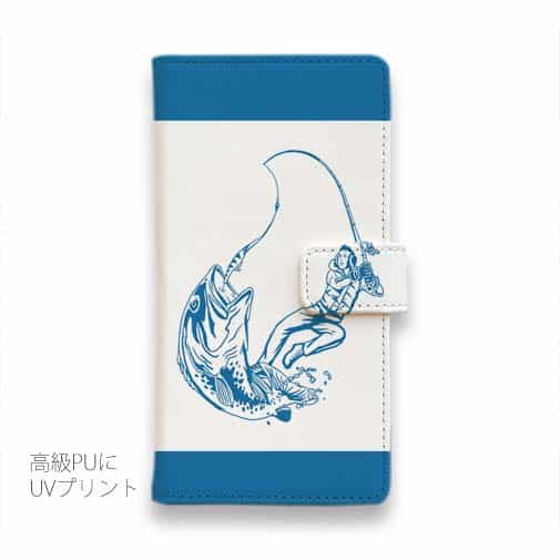 【手帳型】釣り人のシルエット　バスフィッシング