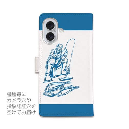 【手帳型】釣り人のシルエット　バスフィッシング