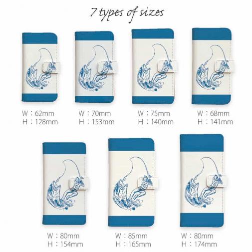 【手帳型】釣り人のシルエット　バスフィッシング