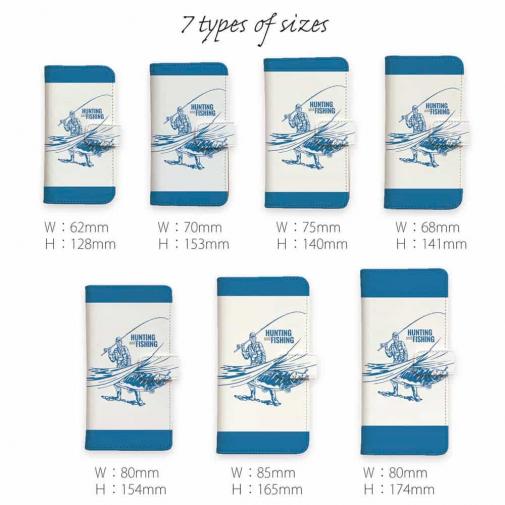 【手帳型】釣り人のシルエット　サーモンフィッシング